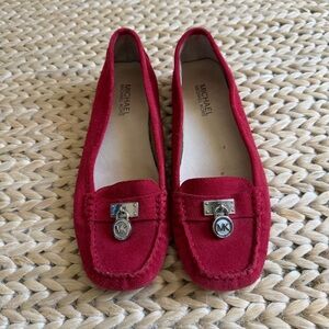 Michael Kors Red Suede Loafers Women’s Size 7